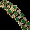 Image 3 : 17.74 ctw Emerald & Diamond Row Bracelet 10K Yellow Gold - REF-245R5K