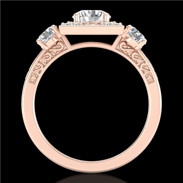 1.55 ctw VS/SI Diamond Solitaire Art Deco 3 Stone Ring 18k Rose Gold - REF-263R6K