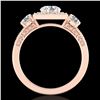 Image 1 : 1.55 ctw VS/SI Diamond Solitaire Art Deco 3 Stone Ring 18k Rose Gold - REF-263R6K