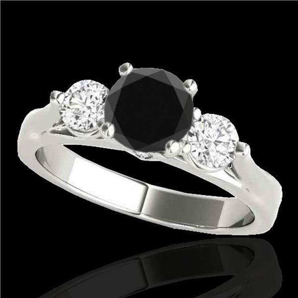 1.50 ctw Certified VS Black Diamond 3 Stone Ring 10k White Gold - REF-69X3A