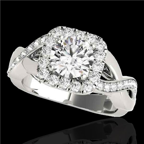 1.65 ctw Certified Diamond Solitaire Halo Ring 10k White Gold - REF-218A2N