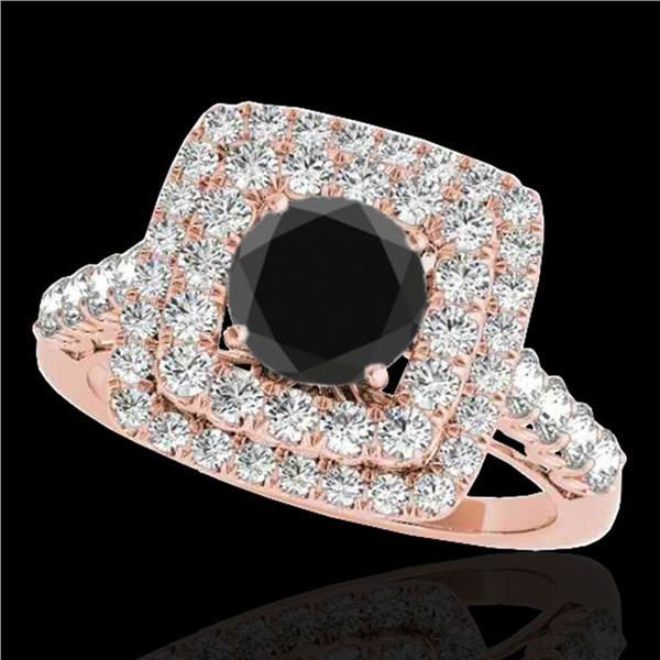 2.3 ctw Certified VS Black Diamond Solitaire Halo Ring 10k Rose Gold - REF-88M9G