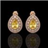 Image 1 : 7.74 ctw Canary Citrine & Diamond Victorian Earrings 14K Rose Gold - REF-180H2R