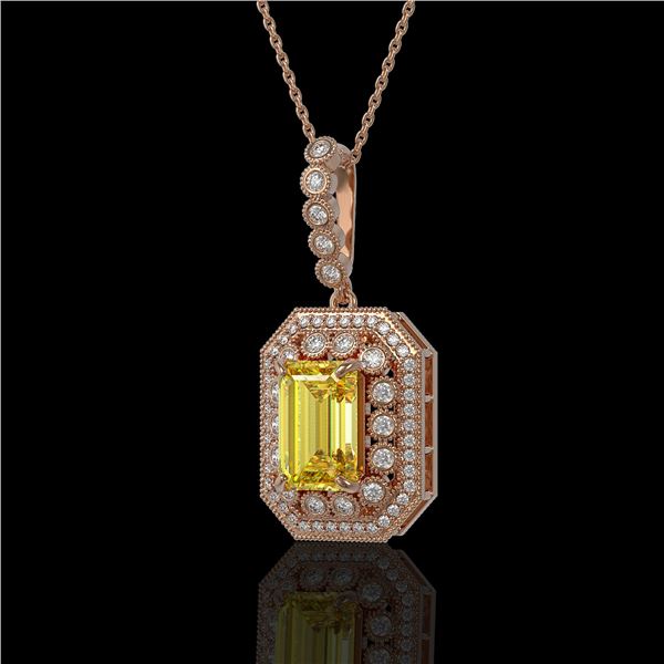 5.82 ctw Canary Citrine & Diamond Victorian Necklace 14K Rose Gold - REF-172K8Y