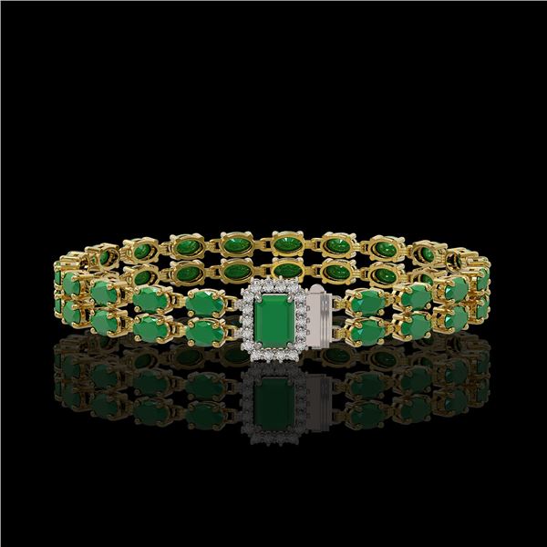 19.07 ctw Emerald & Diamond Bracelet 14K Yellow Gold - REF-236W4H