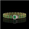 Image 1 : 19.07 ctw Emerald & Diamond Bracelet 14K Yellow Gold - REF-236W4H