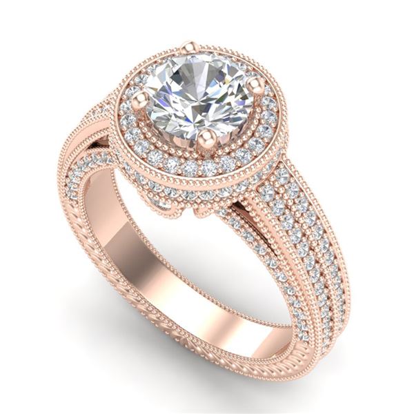 2.8 ctw VS/SI Diamond Solitaire Art Deco Ring 18k Rose Gold - REF-527K3Y