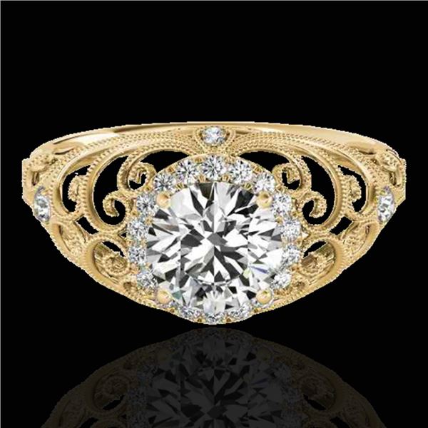 1.22 ctw Certified Diamond Solitaire Halo Ring 10k Yellow Gold - REF-177K3Y