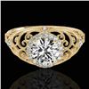 Image 1 : 1.22 ctw Certified Diamond Solitaire Halo Ring 10k Yellow Gold - REF-177K3Y