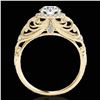 Image 2 : 1.22 ctw Certified Diamond Solitaire Halo Ring 10k Yellow Gold - REF-177K3Y