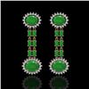 Image 1 : 8.07 ctw Jade & Diamond Earrings 14K Rose Gold - REF-144Y8X