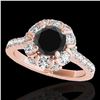 Image 1 : 2.05 ctw Certified VS Black Diamond Solitaire Halo Ring 10k Rose Gold - REF-75Y2X