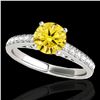 Image 1 : 1.5 ctw Certified SI/I Fancy Intense Yellow Diamond Ring 10k White Gold - REF-184W3H