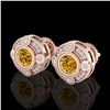 Image 1 : 1.5 ctw Intense Fancy Yellow Diamond Art Deco Earrings 18k Rose Gold - REF-245F5M