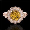 Image 2 : 1.2 ctw Intense Fancy Yellow Diamond Art Deco Ring 18k Rose Gold - REF-290H9R