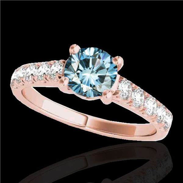 2.1 ctw SI Certified Fancy Blue Diamond Solitaire Ring 10k Rose Gold - REF-210W2H