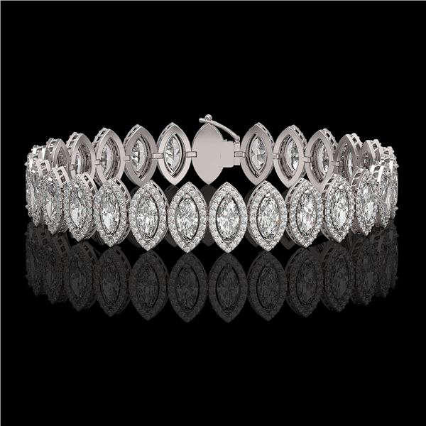 17.55 ctw Marquise Cut Diamond Micro Pave Bracelet 18K White Gold - REF-2397M3G