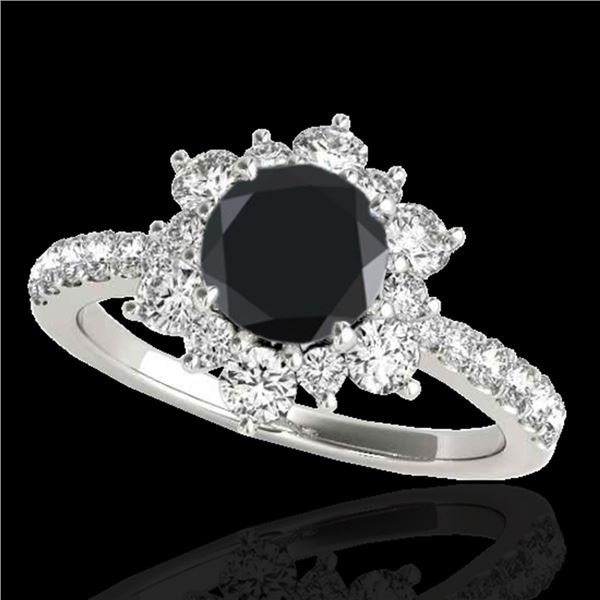 2 ctw Certified VS Black Diamond Solitaire Halo Ring 10k White Gold - REF-94A3N