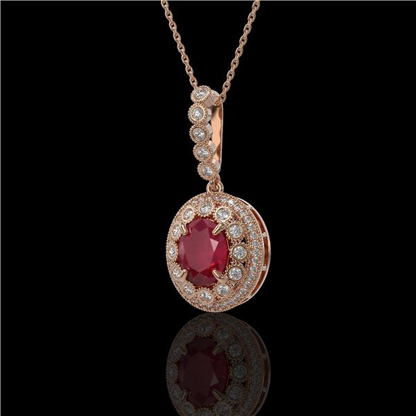 4.67 ctw Certified Ruby & Diamond Victorian Necklace 14K Rose Gold - REF-136K5Y