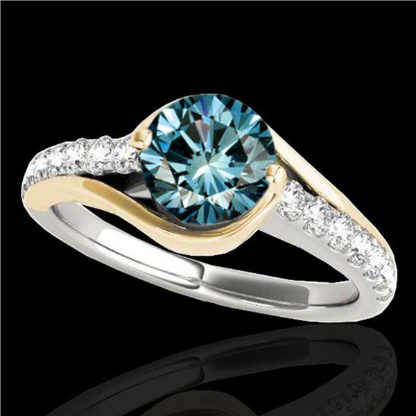 1.25 ctw SI Certified Blue Diamond Solitaire Ring 10k 2Tone Gold - REF-132G3W