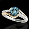 Image 1 : 1.25 ctw SI Certified Blue Diamond Solitaire Ring 10k 2Tone Gold - REF-132G3W