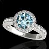 Image 1 : 1.4 ctw SI Certified Fancy Blue Diamond Solitaire Halo Ring 10k White Gold - REF-129Y5X