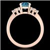 Image 3 : 1.25 ctw Fancy Intense Blue Diamond Art Deco Ring 18k Rose Gold - REF-209W3H