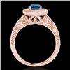 Image 2 : 1.5 ctw SI Certified Fancy Blue Diamond Solitaire Halo Ring 10k Rose Gold - REF-150H2R