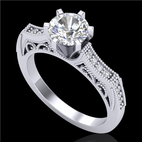 1.25 ctw VS/SI Diamond Solitaire Art Deco Ring 18k White Gold - REF-400M2G