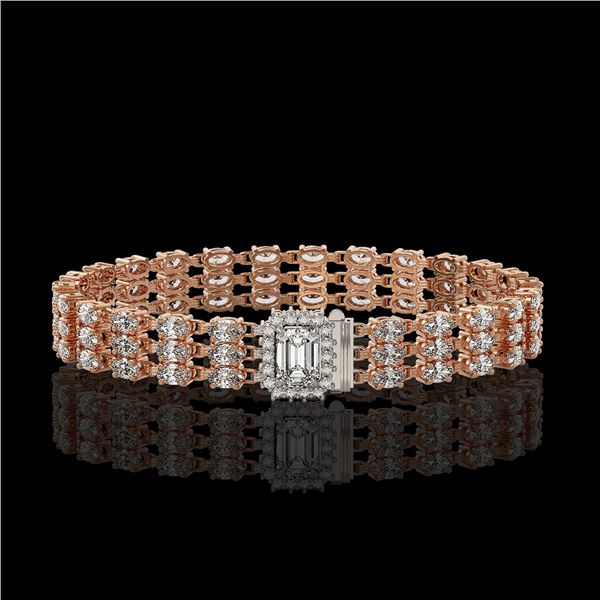 19.48 ctw Emerald Cut & Oval Diamond Bracelet 18K Rose Gold - REF-2068N4F