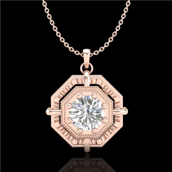 0.75 ctw VS/SI Diamond Solitaire Art Deco Stud Necklace 18k Rose Gold - REF-202X5A