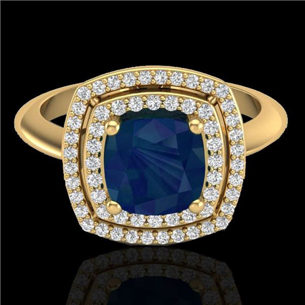 2.52 ctw Sapphire & Micro VS/SI Diamond Pave Ring 18k Yellow Gold - REF-77X3A