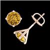 Image 3 : 1.5 ctw Intense Fancy Yellow Diamond Art Deco Earrings 18k Rose Gold - REF-106K4Y