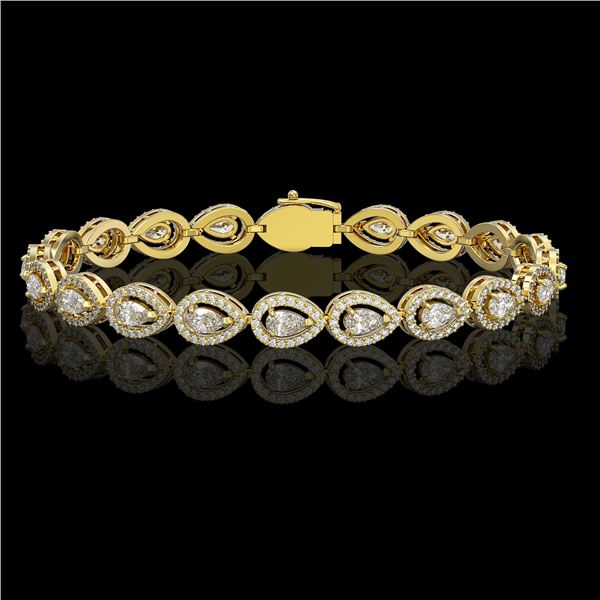 7.29 ctw Pear Cut Diamond Micro Pave Bracelet 18K Yellow Gold - REF-633R8K