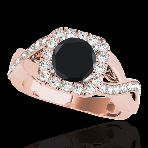 1.65 ctw Certified VS Black Diamond Solitaire Halo Ring 10k Rose Gold - REF-60W5H