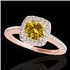 Image 1 : 1.25 ctw Certified SI/I Fancy Intense Yellow Diamond Ring 10k Rose Gold - REF-190K9Y