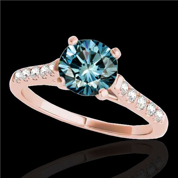 1.45 ctw SI Certified Fancy Blue Diamond Solitaire Ring 10k Rose Gold - REF-163G6W