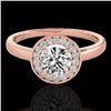 Image 1 : 1.15 ctw Certified Diamond Solitaire Halo Ring 10k Rose Gold - REF-184F3M