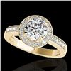 Image 1 : 1.4 ctw Certified Diamond Solitaire Halo Ring 10k Yellow Gold - REF-200W5H