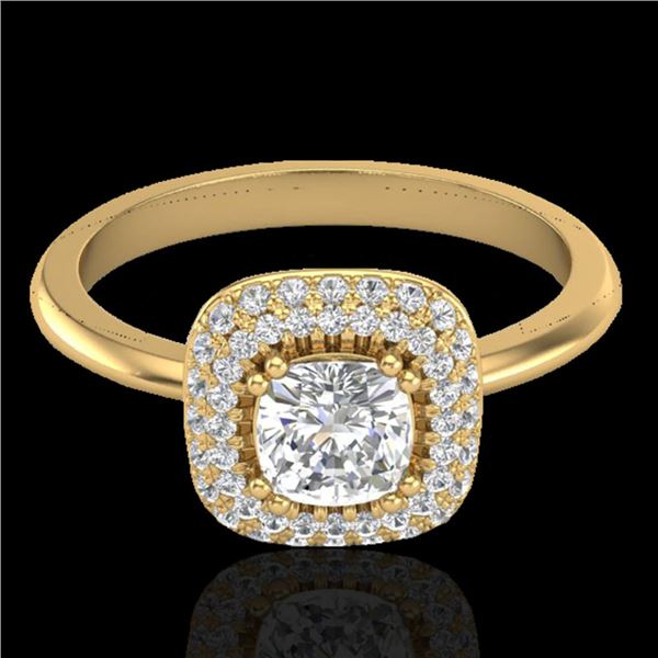 1.16 ctw Micro SI Cushion Diamond Engagment Ring Halo 18k Yellow Gold - REF-149G5W