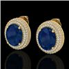 Image 1 : 9.20 ctw Sapphire & Micro Pave VS/SI Diamond Earrings 18k Yellow Gold - REF-190A2N