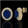 Image 2 : 9.20 ctw Sapphire & Micro Pave VS/SI Diamond Earrings 18k Yellow Gold - REF-190A2N