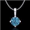 Image 1 : 0.82 ctw Fancy Intense Blue Diamond Art Deco Necklace 18k White Gold - REF-103H6R