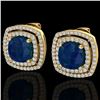 Image 1 : 4.95 ctw Sapphire & Micro Pave VS/SI Diamond Earrings 18k Yellow Gold - REF-125H5R