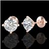 Image 2 : 2 ctw VS/SI Diamond Solitaire Art Deco Stud Earrings 18k Rose Gold - REF-483K5Y