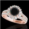 Image 1 : 2.01 ctw Certified VS Black Diamond Solitaire Halo Ring 10k Rose Gold - REF-76N6F