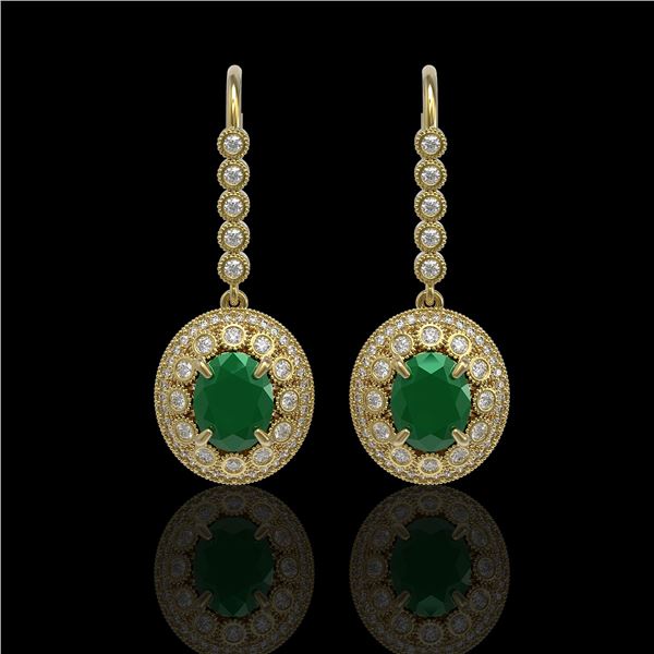9.25 ctw Certified Emerald & Diamond Victorian Earrings 14K Yellow Gold - REF-256R2K