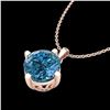 Image 2 : 1 ctw Intense Blue Diamond Art Deco Stud Necklace 18k Rose Gold - REF-154W5H