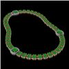 Image 2 : 29.39 ctw Jade & Diamond Necklace 14K Rose Gold - REF-527G3W