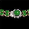 Image 3 : 29.39 ctw Jade & Diamond Necklace 14K Rose Gold - REF-527G3W